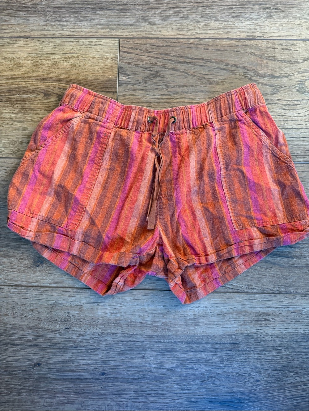 Toad&Co Pink and Orange Striped Drawstring  Shorts Hip Pockets / small